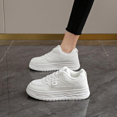 Fekete tornacipők Női edzőcipők platformon Női cipők Futó vastag talpú Roses Alkalmi téli valódi bőr női cipő