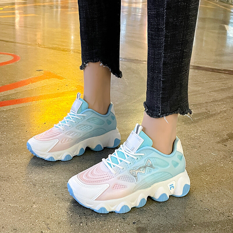 Fűzős középsarkú kényelmes cipők hálós felnőtt 2024 kiváló minőségű női cipők tavaszi vegyes színű női vulkanizáló cipők