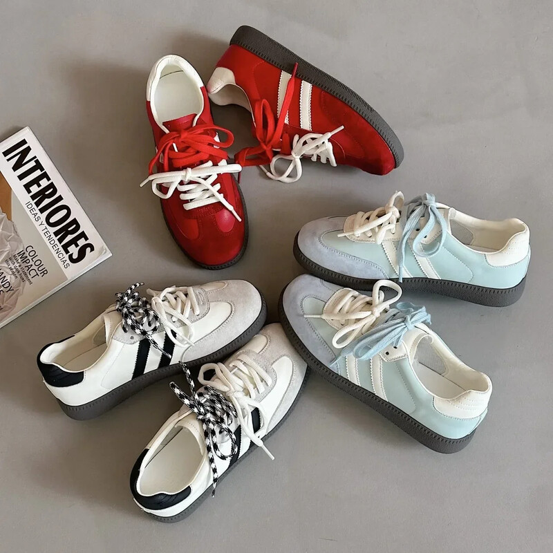 Încălțăminte de modă britanică Studenți Pantofi vulcanizati Pantofi sport ocazional Pantofi plati damă Piele încălțăminte retro Antrenament Tenis Tenis