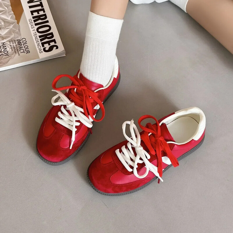 Încălțăminte de modă britanică Studenți Pantofi vulcanizati Pantofi sport ocazional Pantofi plati damă Piele încălțăminte retro Antrenament Tenis Tenis