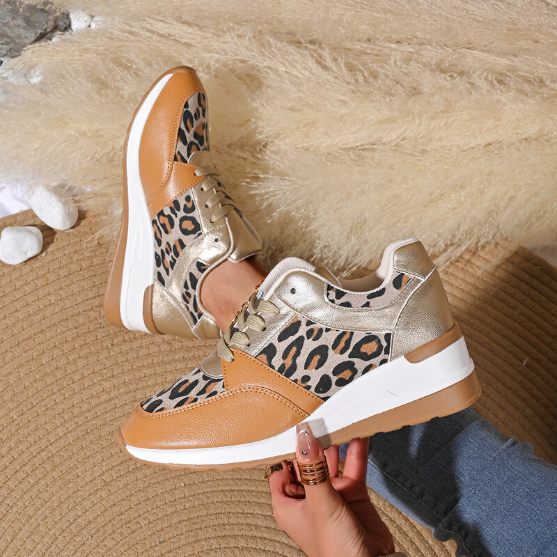 Λεοπάρ γυναικεία παπούτσια με χοντρή σόλα 2024 Φθινόπωρο Νέα περιστασιακά παπούτσια για όλα τα άνετα παπούτσια Ευρώπης και Ηνωμένων Πολιτειών