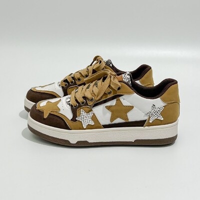 Moteriški „Colourblock“ laisvalaikio sportbačiai, suvarstomi minkšto pado čiuožimo batai, „Stars Decor“ madingi vaikščiojimo treniruokliai