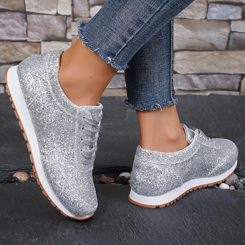 2024-es új női fényes tornacipő divatos fűzős lapos tornacipő női kültéri könnyű arany tornacipő Zapatos De Mujer