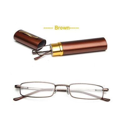 Mini ochelari de lectură Eso Vision Tub pentru femei și bărbați Cititor de metal extra mic Ochelari pentru ochi Negru Roz cu Husă pentru stilou Femei Bărbați