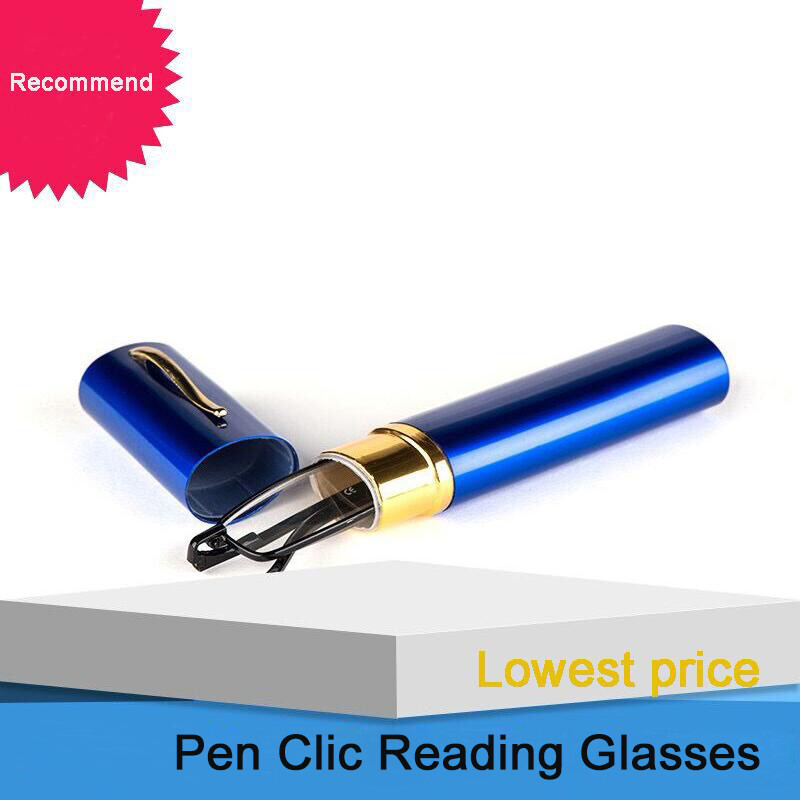 Mini ochelari de lectură Eso Vision Tub pentru femei și bărbați Cititor de metal extra mic Ochelari pentru ochi Negru Roz cu Husă pentru stilou Femei Bărbați