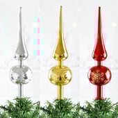 Karácsonyfa tetejére díszített díszek aranypiros műanyag karácsonyfa tetejére csillag Boldog karácsonyi dekoráció otthonra Újév Navidad