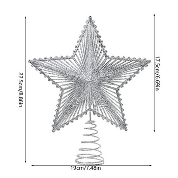 Блестящ топер за коледно дърво Желязо Злато Червена звезда Коледен декор за дома Орнаменти за коледно дърво Navidad Нова година 2025 Natal Noel