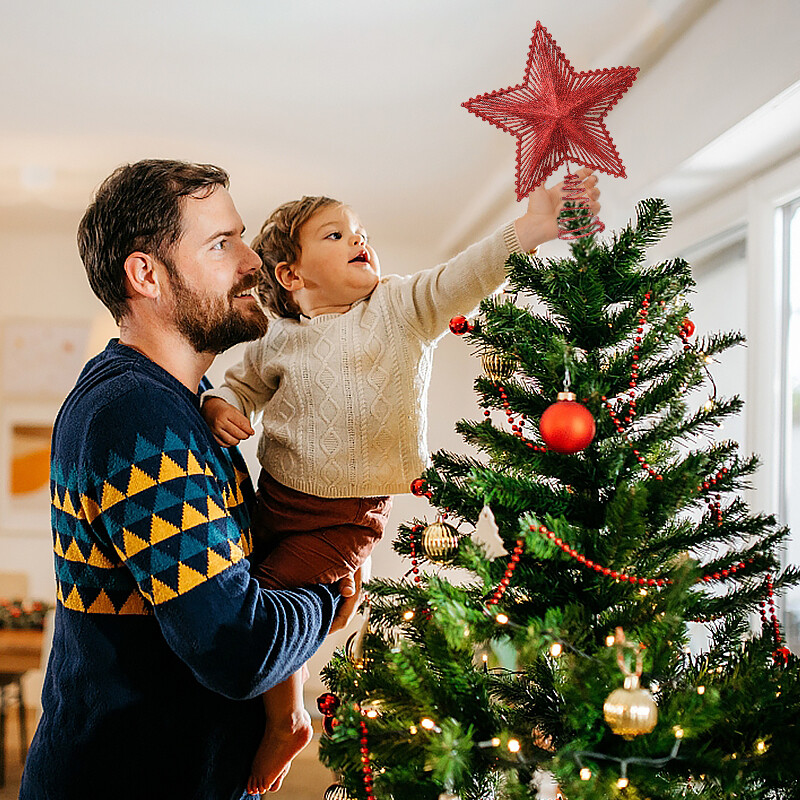 Glitter Χριστουγεννιάτικο δέντρο Topper Iron Gold Red Star Χριστουγεννιάτικη διακόσμηση για Χριστουγεννιάτικα στολίδια στο σπίτι Navidad Νέο Έτος 2025 Natal Noel