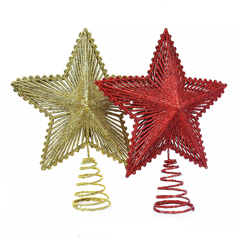 Glitter Χριστουγεννιάτικο δέντρο Topper Iron Gold Red Star Χριστουγεννιάτικη διακόσμηση για Χριστουγεννιάτικα στολίδια στο σπίτι Navidad Νέο Έτος 2025 Natal Noel