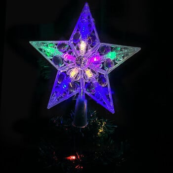 Коледна звезда Tree Topper Lights LED светеща звездна лампа Искряща нощна лампа Коледно дърво Top Орнаменти Новогодишна декорация за домашно парти