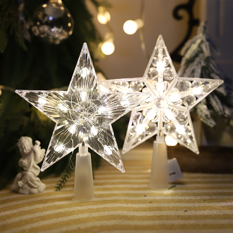 Χριστουγεννιάτικο Star Tree Topper Lights LED Λαμπερό φωτιστικό με αστέρι Αφρώδη νυχτερινό φως Χριστουγεννιάτικο δέντρο Κορυφαία στολίδια Πρωτοχρονιάτικο ντεκόρ για πάρτι στο σπίτι