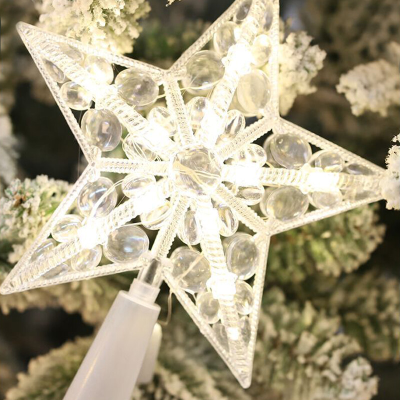 Χριστουγεννιάτικο Star Tree Topper Lights LED Λαμπερό φωτιστικό με αστέρι Αφρώδη νυχτερινό φως Χριστουγεννιάτικο δέντρο Κορυφαία στολίδια Πρωτοχρονιάτικο ντεκόρ για πάρτι στο σπίτι