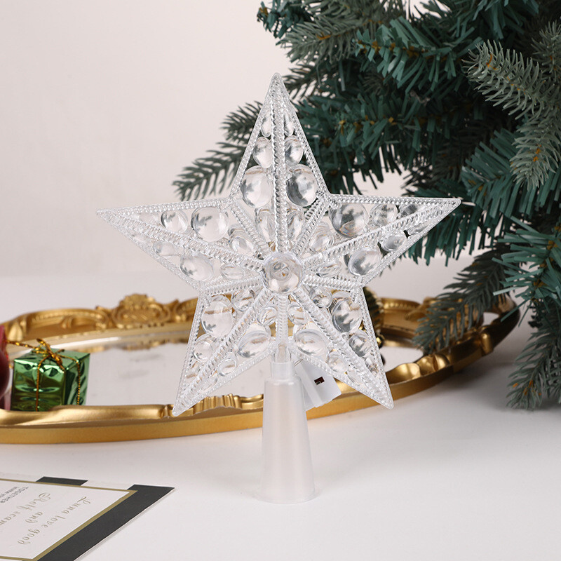 Χριστουγεννιάτικο Star Tree Topper Lights LED Λαμπερό φωτιστικό με αστέρι Αφρώδη νυχτερινό φως Χριστουγεννιάτικο δέντρο Κορυφαία στολίδια Πρωτοχρονιάτικο ντεκόρ για πάρτι στο σπίτι