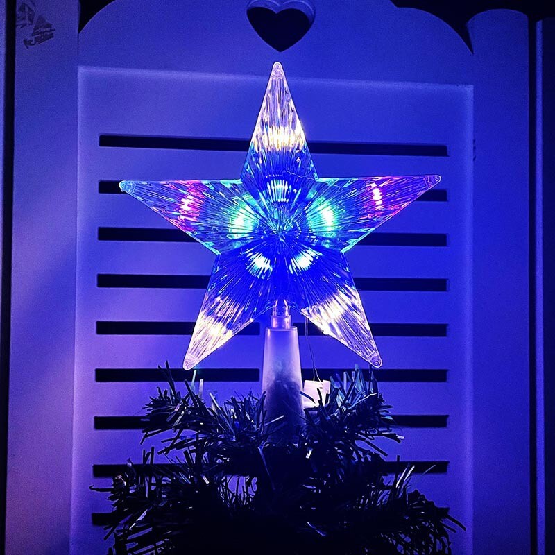 Χριστουγεννιάτικο Star Tree Topper Lights LED Λαμπερό φωτιστικό με αστέρι Αφρώδη νυχτερινό φως Χριστουγεννιάτικο δέντρο Κορυφαία στολίδια Πρωτοχρονιάτικο ντεκόρ για πάρτι στο σπίτι