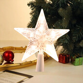 1 vnt Kalėdų eglutės viršaus permatomos penkiakampės žvaigždės LED lemputės Linksmų Kalėdų atostogų papuošalai namų reikmenims