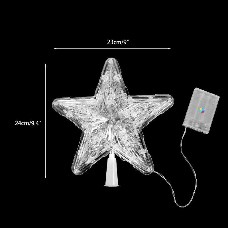 1 vnt Kalėdų eglutės viršaus permatomos penkiakampės žvaigždės LED lemputės Linksmų Kalėdų atostogų papuošalai namų reikmenims