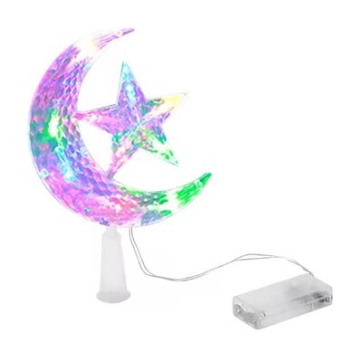 LED-es Holdcsillag karácsonyfa tetejű Dekoratív Holdcsillag lámpa karácsonyfa tetejére karácsonyi dekoráció Navidad 2024