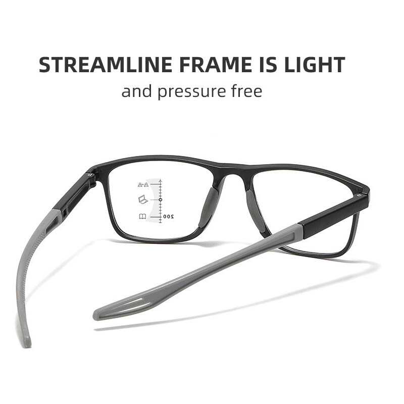 TR Sports Multifokális olvasószemüvegek Férfi Női Divat HD Far Sight Szemüvegek Uniszex Ultralight Square Hyperopia Plus szemüvegek