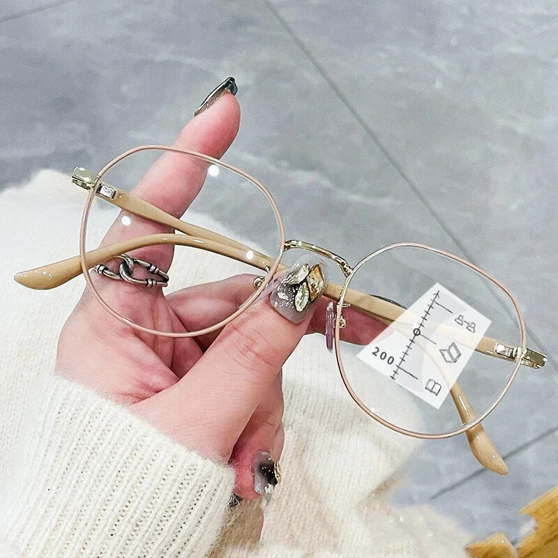 2024. gada Unisex progresīvās daudzfokālās lasīšanas brilles Modes sieviešu apaļas presbiopijas brilles vīriešiem īpaši vieglas HD datorbrilles