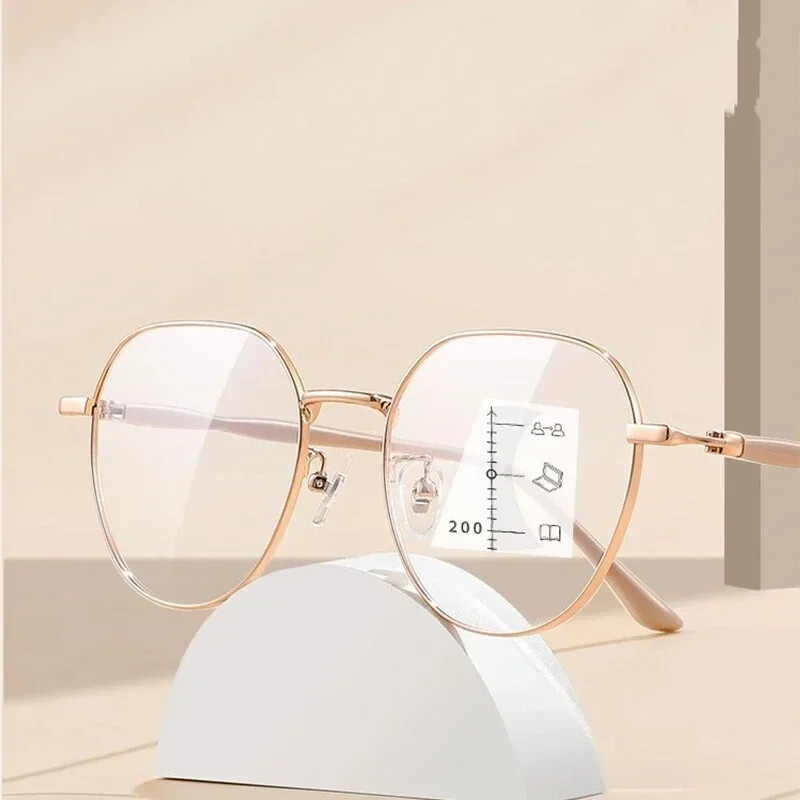 2024. gada Unisex progresīvās daudzfokālās lasīšanas brilles Modes sieviešu apaļas presbiopijas brilles vīriešiem īpaši vieglas HD datorbrilles