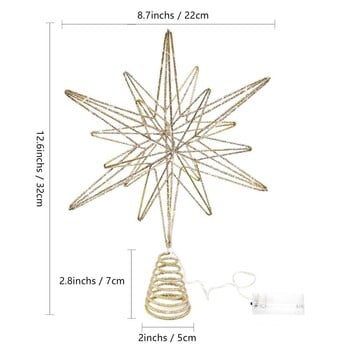 Творчески LED светлини Блестяща коледна елха Декорация Коледна елха Topper Коледна елха Светеща звезда парти Реквизит