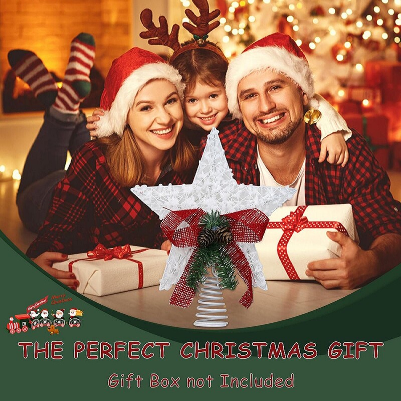 Kalėdų eglutė LED žvaigždė Eglutės viršūnė su baterijomis veikianti medžio lajų puošmena Pakabinama Kalėdų puošmena Kalėdų žvaigždė