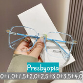 Dideli kvadratiniai moteriški skaitymo akiniai Unisex anti-mėlyni šviesūs kompiuteriniai akiniai Vyrai Moterims Prabangus Širdies dizainas Ilgaregystė nuo 0 iki +4,0