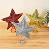 Roșu, aur, argintiu, cu sclipici pentru brad de Crăciun, stea de fier, decorațiuni de Crăciun pentru acasă, ornament pentru brad de Crăciun, Anul Nou 2025