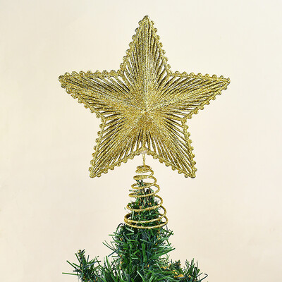 Roșu, aur, argintiu, cu sclipici pentru brad de Crăciun, stea de fier, decorațiuni de Crăciun pentru acasă, ornament pentru brad de Crăciun, Anul Nou 2025