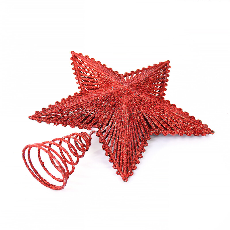 Roșu, aur, argintiu, cu sclipici pentru brad de Crăciun, stea de fier, decorațiuni de Crăciun pentru acasă, ornament pentru brad de Crăciun, Anul Nou 2025