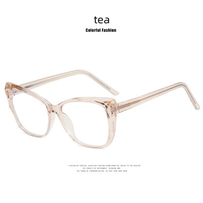 Τετράγωνο γυαλιά ανάγνωσης ματιών γάτας Γυναικεία Μόδα Αντι Μπλε Φωτός Μεγάλος Σκελετός Γυαλιά Μυωπίας καθαρού φακού 0 έως +6,0