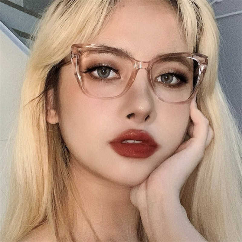 Τετράγωνο γυαλιά ανάγνωσης ματιών γάτας Γυναικεία Μόδα Αντι Μπλε Φωτός Μεγάλος Σκελετός Γυαλιά Μυωπίας καθαρού φακού 0 έως +6,0