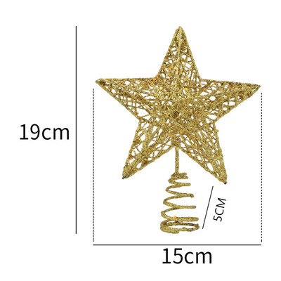 15 cm-es arany csillogó karácsonyfa tetejű csillag karácsonyi díszek fákhoz Xmas Tree Top Navidad díszek újévi dekoráció