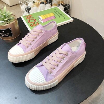 Alacsony szárú vászoncipő női tornacipő Fűzős lapos alkalmi cipő Divat légáteresztő futócipő puha alsó vulkanizáló cipő