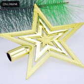 20 cm Kalėdų eglutė Top Star Penkių žvaigždučių kalėdinis papuošalas Eglutė Top Star Auksinė Top Star Kalėdų eglutės pakabukų papuošalai