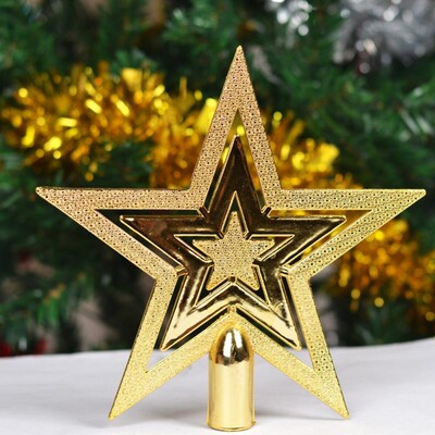 20 cm Kalėdų eglutė Top Star Penkių žvaigždučių kalėdinis papuošalas Eglutė Top Star Auksinė Top Star Kalėdų eglutės pakabukų papuošalai