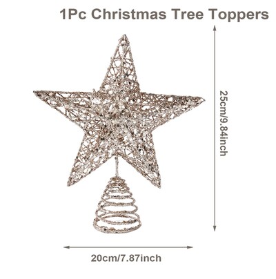 1τεμ/συσκευασία 20*25cm Χρυσό Glitter Χριστουγεννιάτικο Δέντρο Κορυφή Iron Star Χριστουγεννιάτικα Διακοσμητικά για το Σπίτι Χριστουγεννιάτικα στολίδια Χειροποίητα DIY
