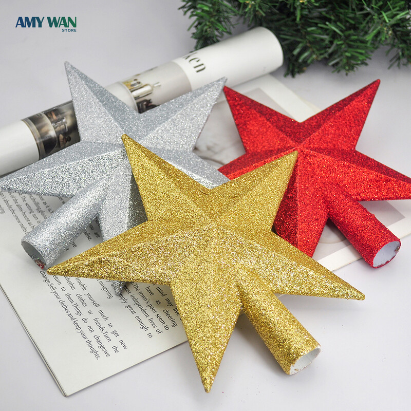 Kalėdų eglutės blizgučiai, auksiniai sidabriniai žvaigždės, Kalėdų eglutės papuošimai Kalėdų puošmena namams 2023 m. Natal Naujieji Metai Navidad