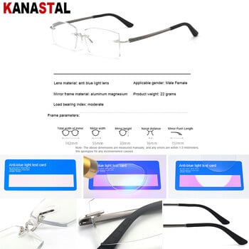 Ανδρικά γυαλιά ανάγνωσης Al-Mg Rimless Blue Light Blocking HD Lens Γυαλιά Presbyopia Γυναικεία Anti Blue Light Γυαλιά Γυαλιά Υπολογιστή Σκελετός