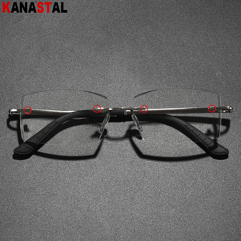 Férfi Al-Mg keret nélküli olvasószemüvegek kék fényt blokkoló HD lencse Presbyopia szemüvegek női kék fény elleni védőszemüvegek számítógépes szemüvegkeret