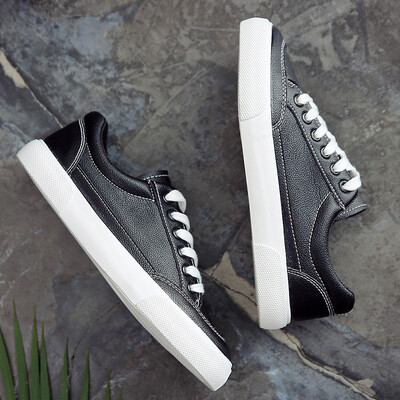 Vīriešu kedas Jaunas ādas ikdienas apavi elpojoši audekla apaviKlasiski mazi balti apavi vīriešiem Šņorējami vulkanizēti apavi