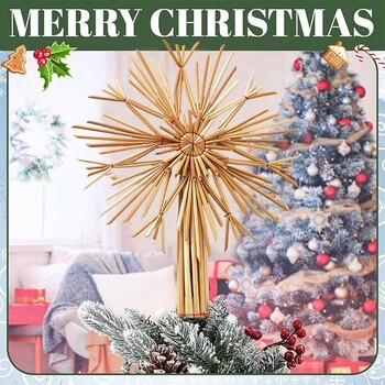 Коледно дърво Toppers 5 части Star Snowflake Straw Topper Merry Christmas Tree Decorations for Home Navidad New Year Ornaments