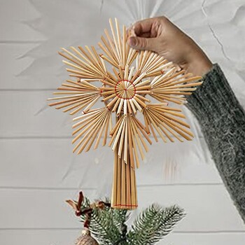 Коледно дърво Toppers 5 части Star Snowflake Straw Topper Merry Christmas Tree Decorations for Home Navidad New Year Ornaments