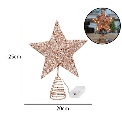 2024-es LED-es karácsonyfa tetejére díszített világító kellékek Karácsonyi csillag Új fa tetejű csillag fényekkel Ötágú csillagdíszek