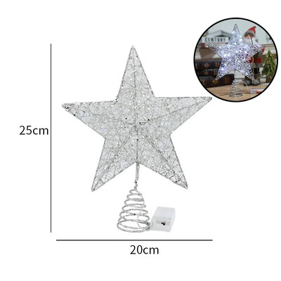 2024-es LED-es karácsonyfa tetejére díszített világító kellékek Karácsonyi csillag Új fa tetejű csillag fényekkel Ötágú csillagdíszek