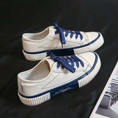 Moteriški vulkanizuoti batai žemo kirpimo drobiniai batai Moteriški korėjietiški moteriški batai kvėpuojantys suvarstyti vienspalviai pavasario naujiena