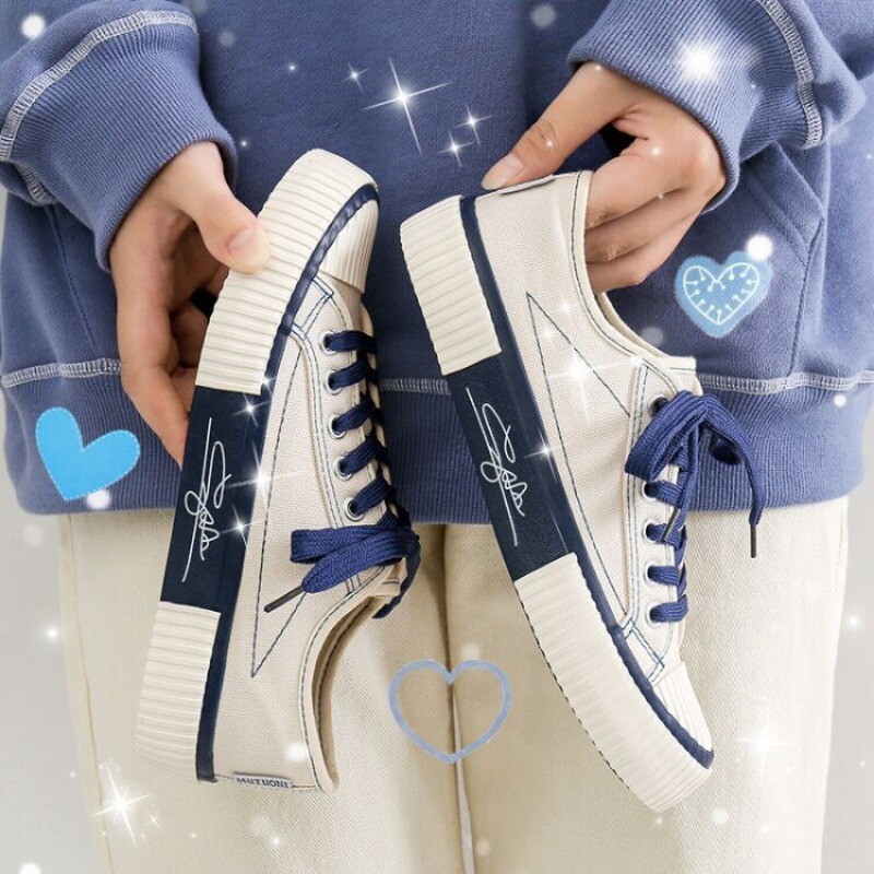 Moteriški vulkanizuoti batai žemo kirpimo drobiniai batai Moteriški korėjietiški moteriški batai kvėpuojantys suvarstyti vienspalviai pavasario naujiena