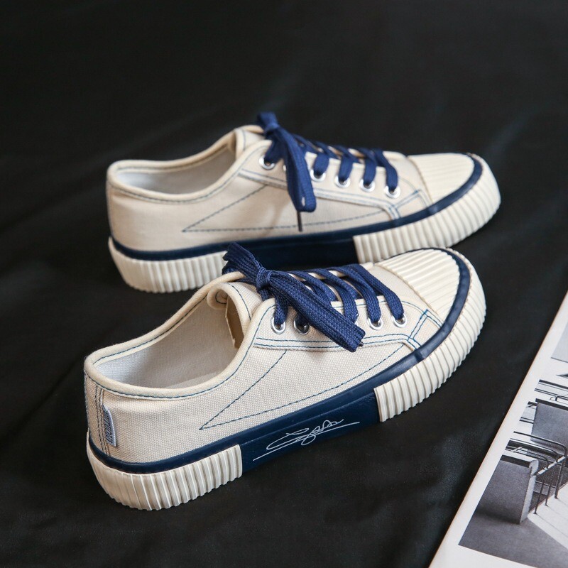 Moteriški vulkanizuoti batai žemo kirpimo drobiniai batai Moteriški korėjietiški moteriški batai kvėpuojantys suvarstyti vienspalviai pavasario naujiena