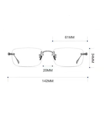Εξαιρετικά ελαφριά γυαλιά Unisex χωρίς πλαίσιο Γυαλιά Μυωπίας Εξαιρετικά ελαφριά Μικρή τετράγωνη κομμένη άκρη Αντιμπλε φως Γυαλιά κοντινής όρασης