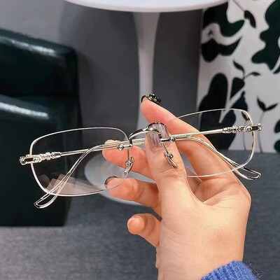 Ultra lagane uniseks naočale bez okvira Trend naočale za kratkovidnost Ultra lagane naočale s malim četvrtastim rubom protiv plavog svjetla za vid na blizinu